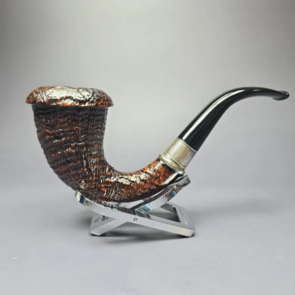 Ser Jacopo 2000 Millennium Pipe Sandblasted Calabash Estate Briar Pipe, Unsmoked - Image 3