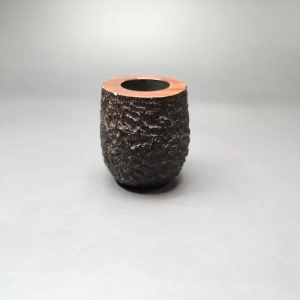 James Upshall Bark Partially Rusticated Panel Shank Billiard Estate Briar Pipe, Unsmoked - Image 3