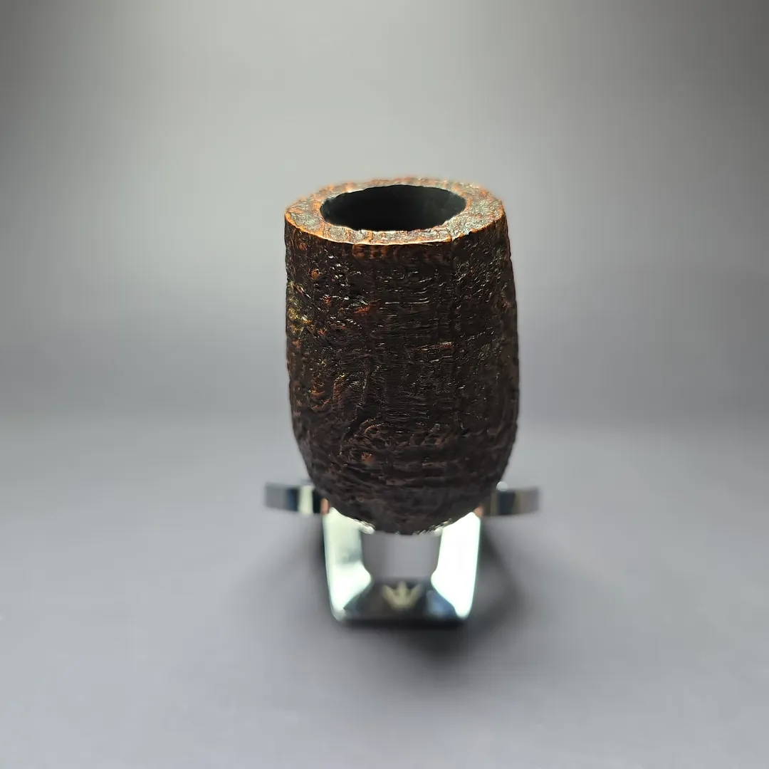HS Studio Pencil Shank Sandblasted Stack Billiard Estate Briar Pipe, Unsmoked - Image 3
