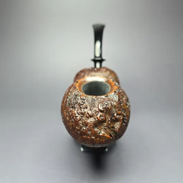 HS Studio Large Sandblasted Asymmetric Freehand Estate Briar Pipe, Unsmoked - Image 3