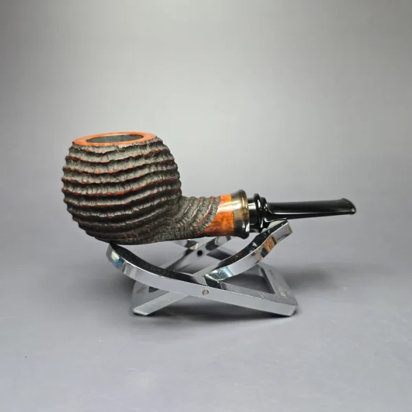 G Pipes Rusticated Danish Apple w/ Horn Handmade Briar Pipe, New - Image 3