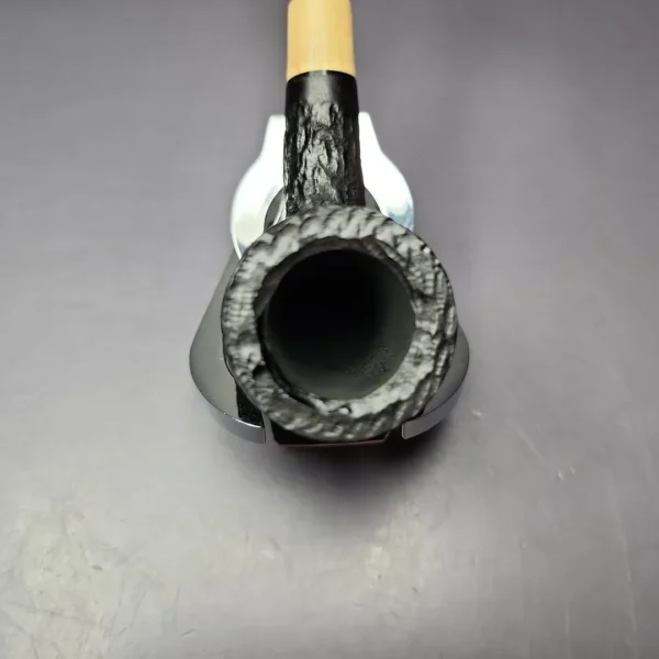 MBSD Briars by Piero Vitale Black Rusticated Billiard w/ Boxwood Briar Pipe, New - Image 4