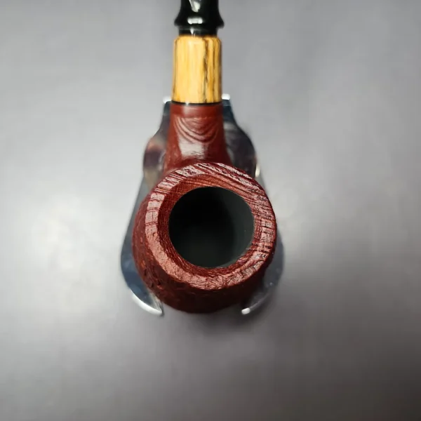 MBSD Briars by Piero Vitale Vintage Sandblasted Brandy w/ Zebrawood Briar Pipe, New - Image 4