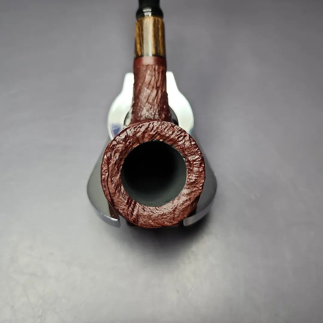 MBSD Briars by Piero Vitale Vintage Sandblasted Billiard w/ Zebrawood Briar Pipe, New - Image 4