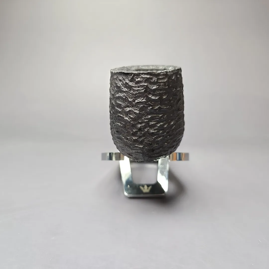 MBSD Briars by Piero Vitale Black Rusticated Billiard w/ Zebrawood Briar Pipe, New - Image 4