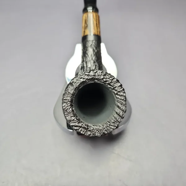 MBSD Briars by Piero Vitale Vintage Sandblasted Billiard w/ Zebrawood Briar Pipe, New - Image 4