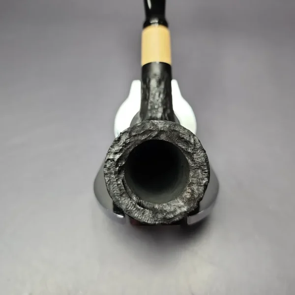 MBSD Briars by Piero Vitale Black Rusticated Billiard w/ Boxwood Briar Pipe, New - Image 4