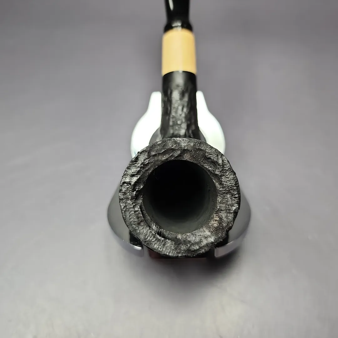 MBSD Briars by Piero Vitale Black Rusticated Billiard w/ Boxwood Briar Pipe, New - Image 4