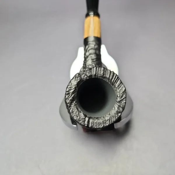 MBSD Briars by Piero Vitale Vintage Sandblasted Billiard w/Olivewood Briar Pipe, New - Image 4