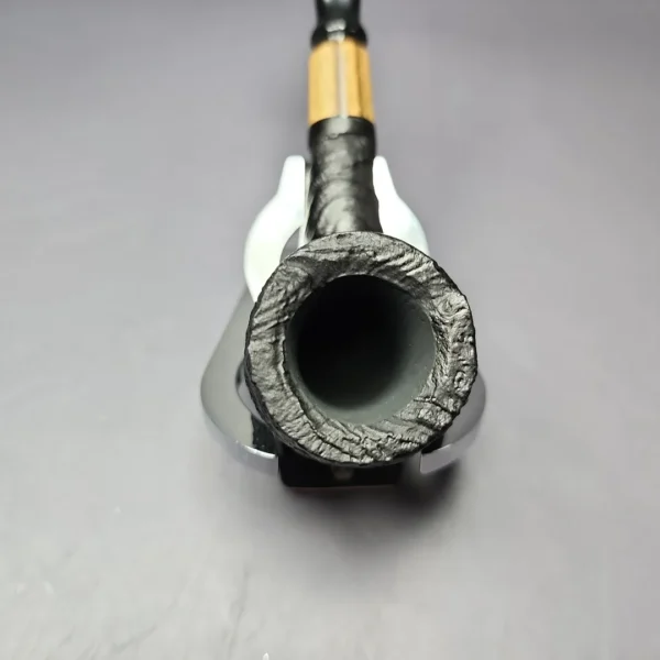 MBSD Briars by Piero Vitale Vintage Sandblasted Billiard w/Zebrawood Briar Pipe, New - Image 4