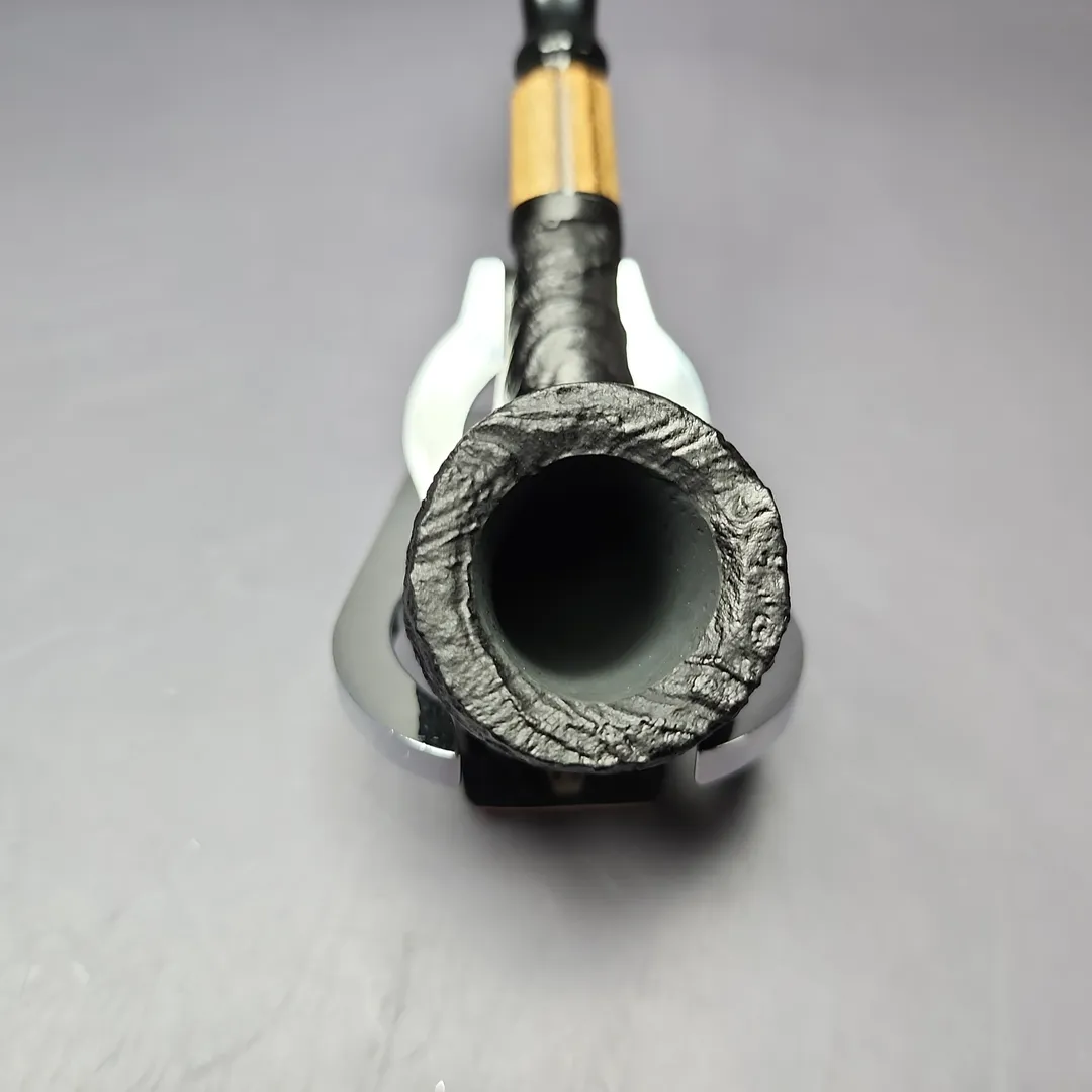 MBSD Briars by Piero Vitale Vintage Sandblasted Billiard w/Zebrawood Briar Pipe, New - Image 4