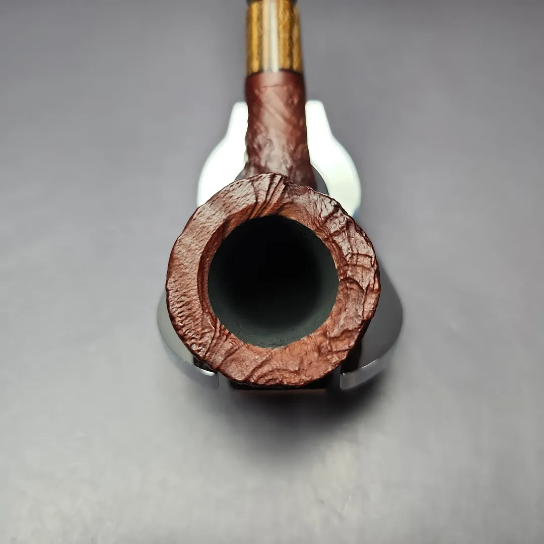 MBSD Briars by Piero Vitale Vintage Sandblasted Billiard w/ Zebrawood Briar Pipe, New - Image 4