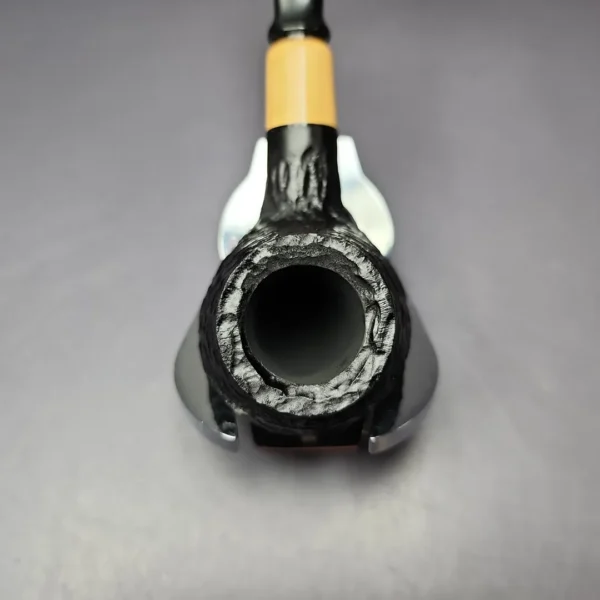 MBSD Briars by Piero Vitale Black Rusticated Author w/ Boxwood Briar Pipe, New - Image 4