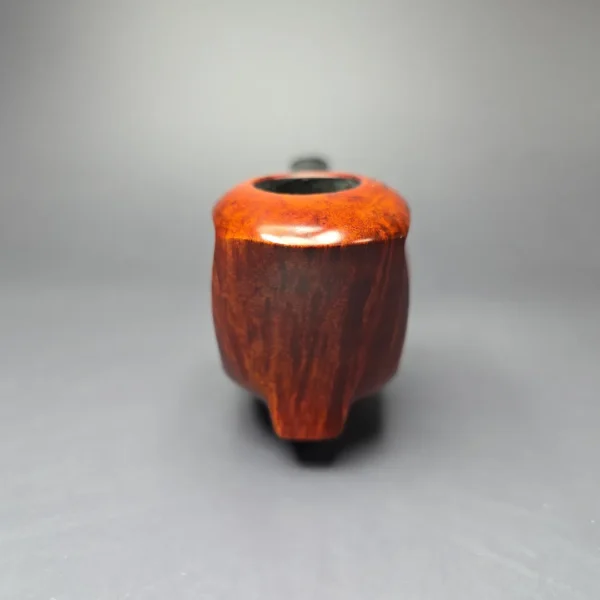 SU Pipes Partially Rusticated Panel Blowfish w/ Horn Handmade Briar Pipe, New - Image 4