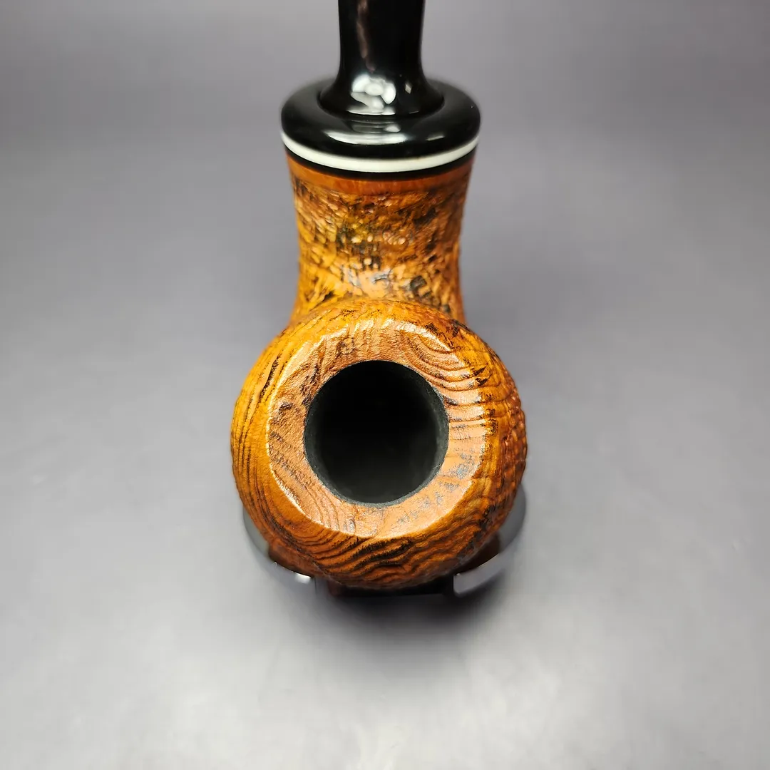 C-Pipe Contrast Sandblasted Apple w/ Reverse Calabash Briar Pipe, New - Image 4