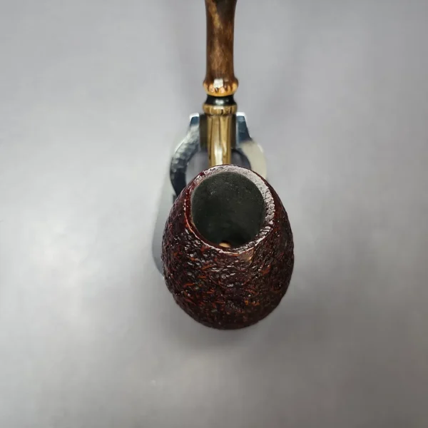 HS Studio Sandblasted Egg Churchwarden w/ Bamboo Estate Briar Pipe, Unsmoked - Image 4