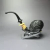 HS Studio Sandblasted Tomato w/ Bamboo & Boxwood Estate Briar Pipe, Unsmoked - Image 4