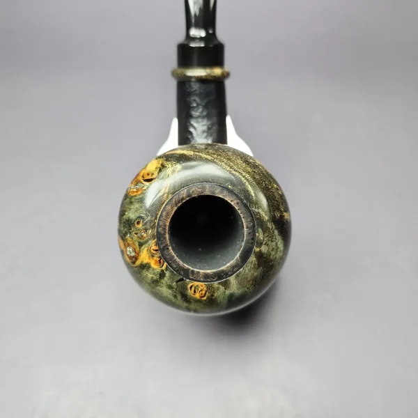 Sebastian Heck Sandblasted Calabash w/ Stabilized Poplar Burl Handmade Briar Pipe, New - Image 4