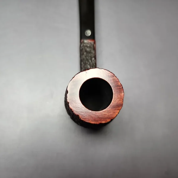 James Upshall Bark Partially Rusticated Panel Shank Billiard Estate Briar Pipe, Unsmoked - Image 4