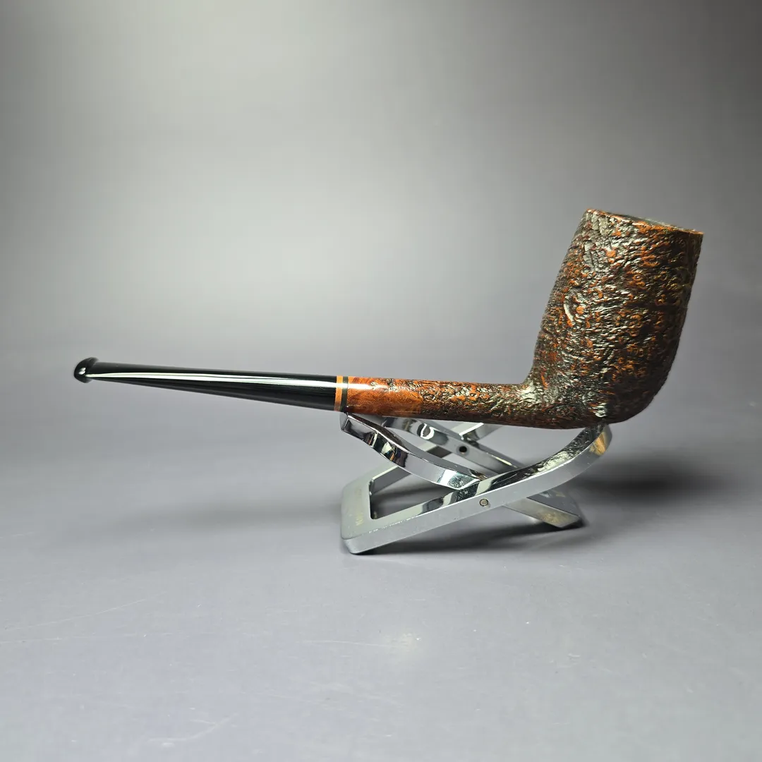 HS Studio Pencil Shank Sandblasted Stack Billiard Estate Briar Pipe, Unsmoked - Image 4