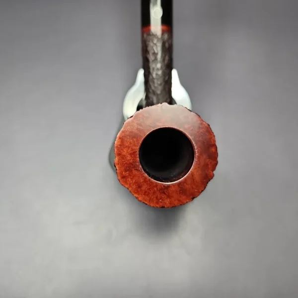 James Upshall Bark Group 6 Partially Rusticated Stack Estate Briar Pipe, Unsmoked - Image 4