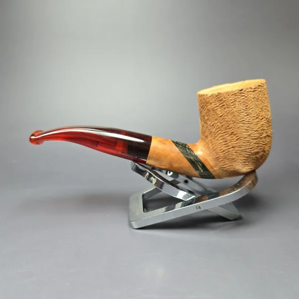 Paronelli Rusticated Bent Billiard w/ Fossilized Oak Estate Briar Pipe, Unsmoked - Image 4