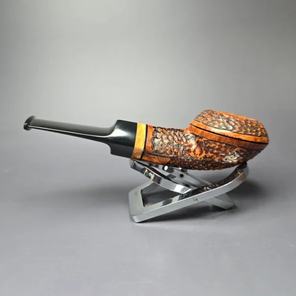 Jirsa Rusticated Squat Bulldog Estate Briar Pipe, Unsmoked, 9mm - Image 4