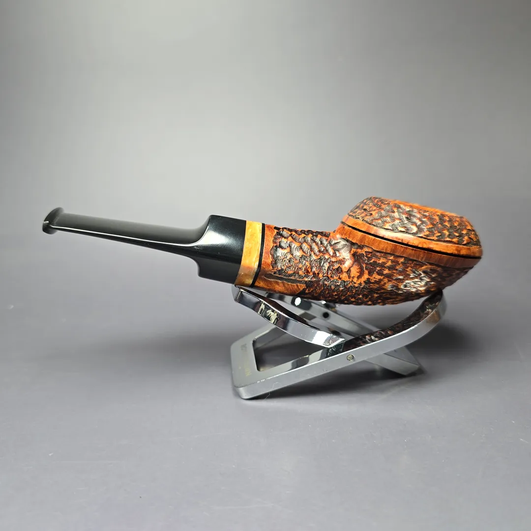 Jirsa Rusticated Squat Bulldog Estate Briar Pipe, Unsmoked, 9mm - Image 4