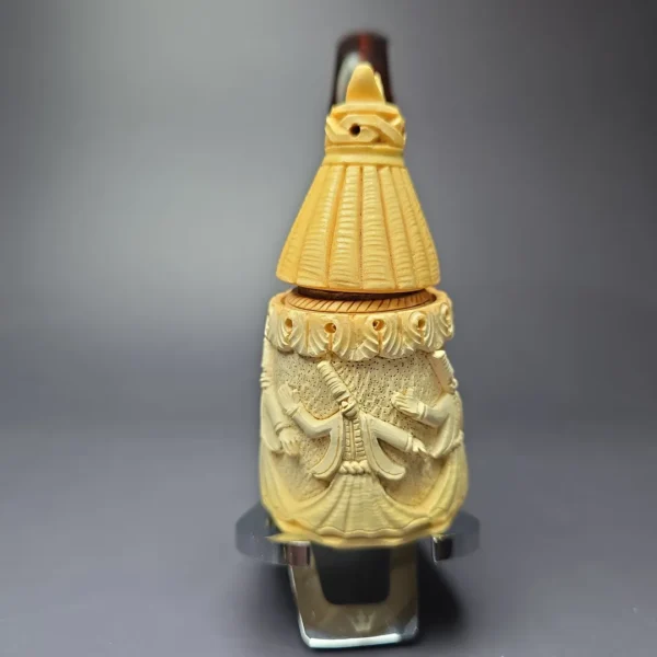 Mesut XL Whirling Dervishes Oom Paul w/ Cap Estate Block Meerschaum Pipe, Turkish Estates - Image 4