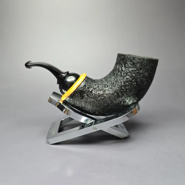 HS Studio Sandblasted Reverse Calabash Nosewarmer Estate Briar Pipe, Unsmoked - Image 4