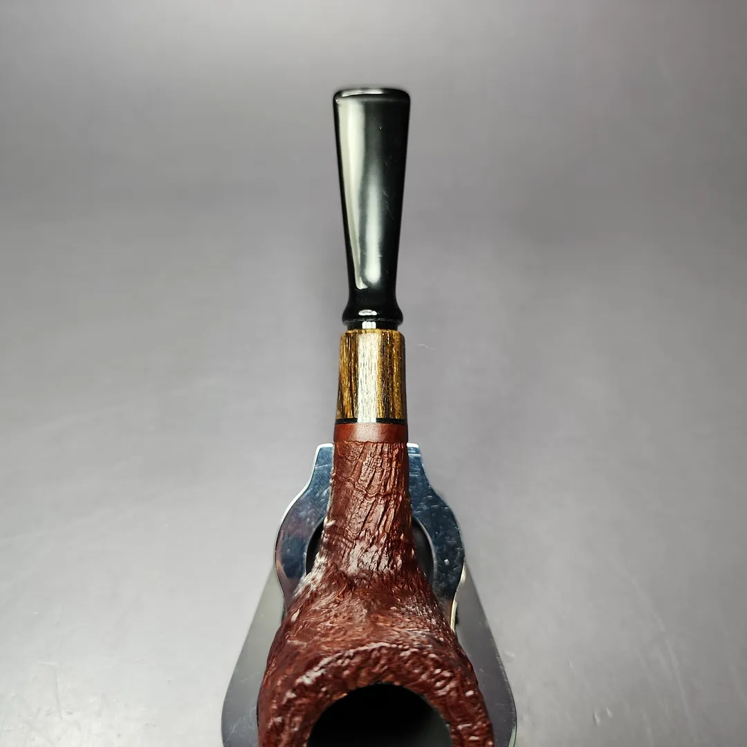 MBSD Briars by Piero Vitale Vintage Sandblasted Billiard w/ Zebrawood Briar Pipe, New - Image 5