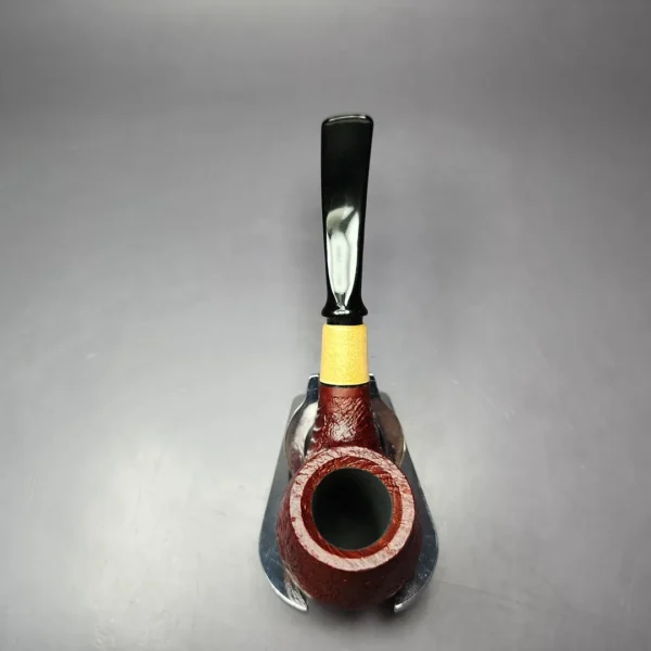 MBSD Briars by Piero Vitale Red Sandblasted Brandy w/ Boxwood Briar Pipe, New - Image 5