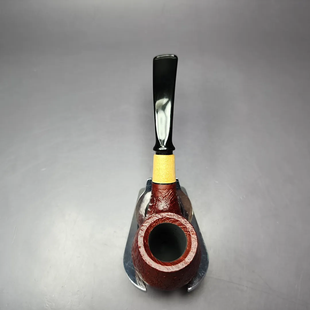 MBSD Briars by Piero Vitale Red Sandblasted Brandy w/ Boxwood Briar Pipe, New - Image 5