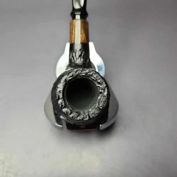 MBSD Briars by Piero Vitale Black Rusticated Author w/ Zebrawood Briar Pipe, New - Image 5