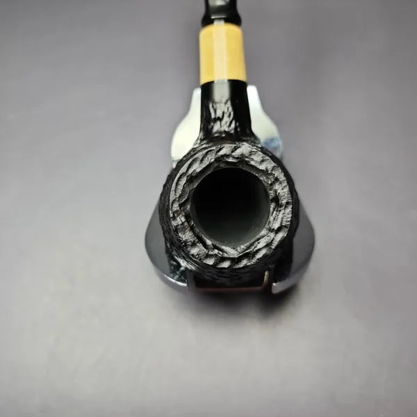 MBSD Briars by Piero Vitale Black Rusticated Author w/ Boxwood Briar Pipe, New - Image 5