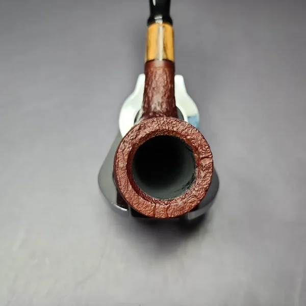 MBSD Briars by Piero Vitale Vintage Sandblasted Billiard w/ Zebrawood Briar Pipe, New - Image 5