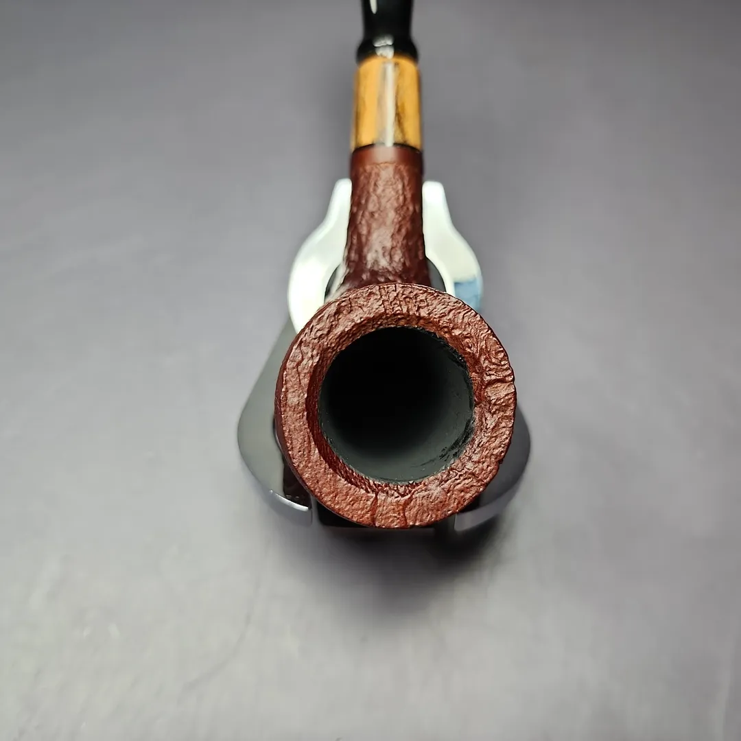 MBSD Briars by Piero Vitale Vintage Sandblasted Billiard w/ Zebrawood Briar Pipe, New - Image 5