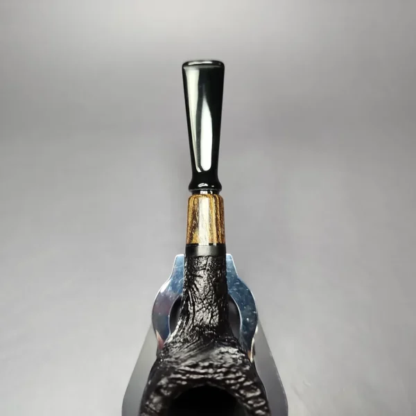 MBSD Briars by Piero Vitale Vintage Sandblasted Billiard w/ Zebrawood Briar Pipe, New - Image 5