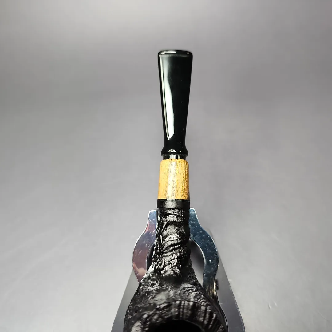 MBSD Briars by Piero Vitale Vintage Sandblasted Billiard w/Olivewood Briar Pipe, New - Image 5