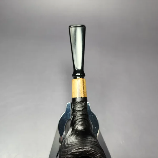 MBSD Briars by Piero Vitale Vintage Sandblasted Billiard w/Zebrawood Briar Pipe, New - Image 5