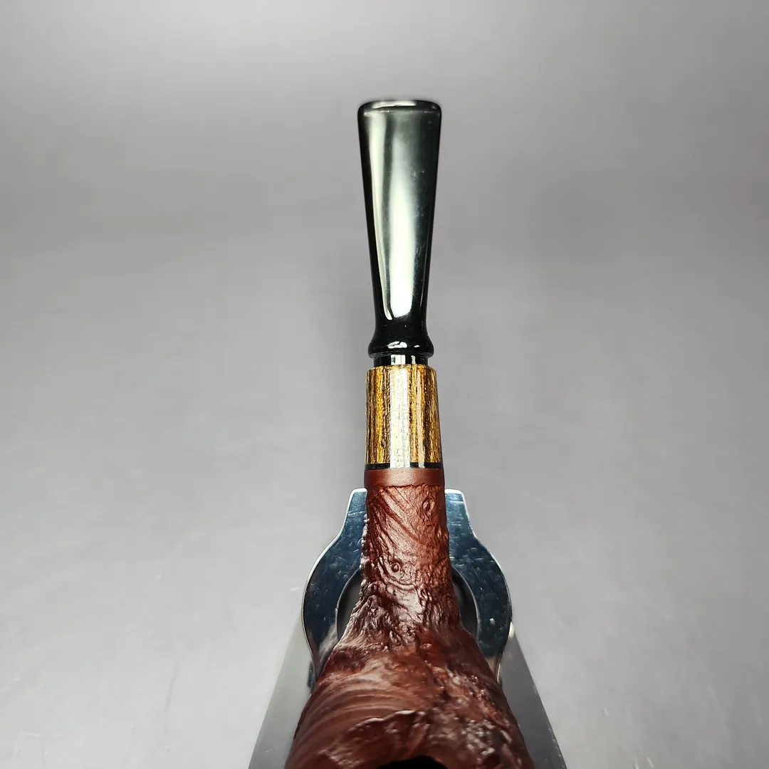 MBSD Briars by Piero Vitale Vintage Sandblasted Billiard w/ Zebrawood Briar Pipe, New - Image 5