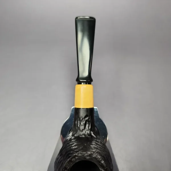 MBSD Briars by Piero Vitale Black Rusticated Author w/ Boxwood Briar Pipe, New - Image 5
