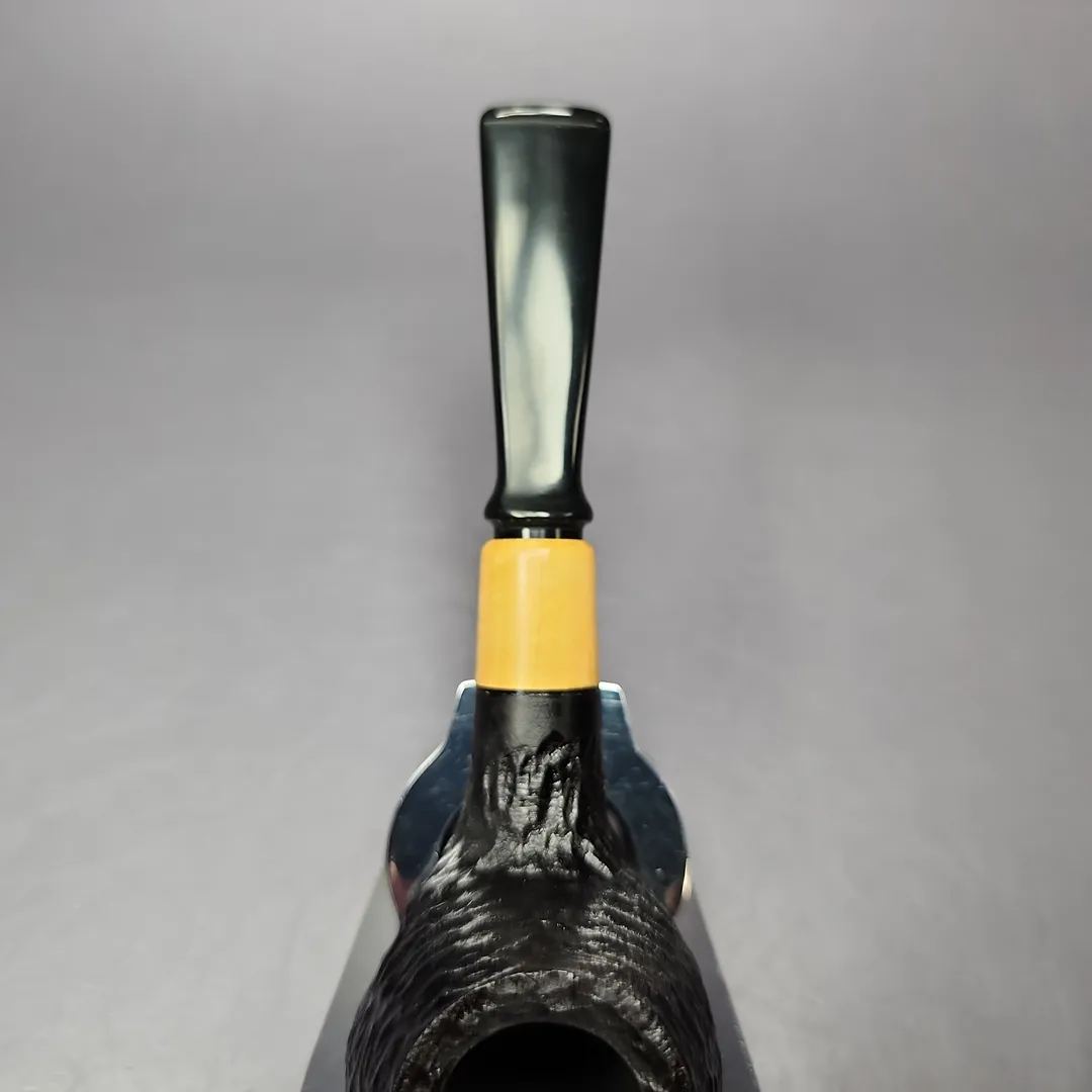 MBSD Briars by Piero Vitale Black Rusticated Author w/ Boxwood Briar Pipe, New - Image 5