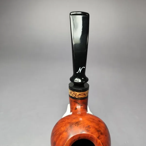 Nording Nosewarmer Smooth Cognac Apple w/ Palm Wood Estate Briar Pipe, Unsmoked - Image 5