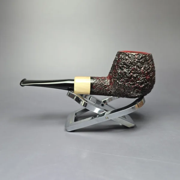 J Mouton Partially Rusticated Apple w/ Horn Handmade Briar Pipe, New - Image 5