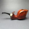 SU Pipes Partially Rusticated Panel Blowfish w/ Horn Handmade Briar Pipe, New - Image 5