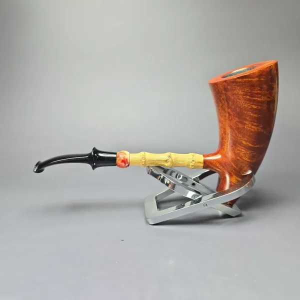 SU Pipes XL Smooth Pickaxe w/ Bamboo & Bakelite Handmade Smooth Briar Pipe, New - Image 5