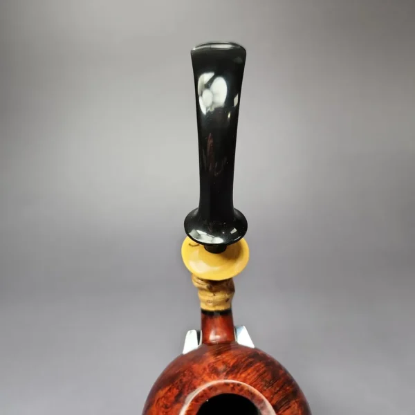 HS Studio Smooth Tomato w/ Bamboo & Boxwood Estate Briar Pipe, Unsmoked - Image 5