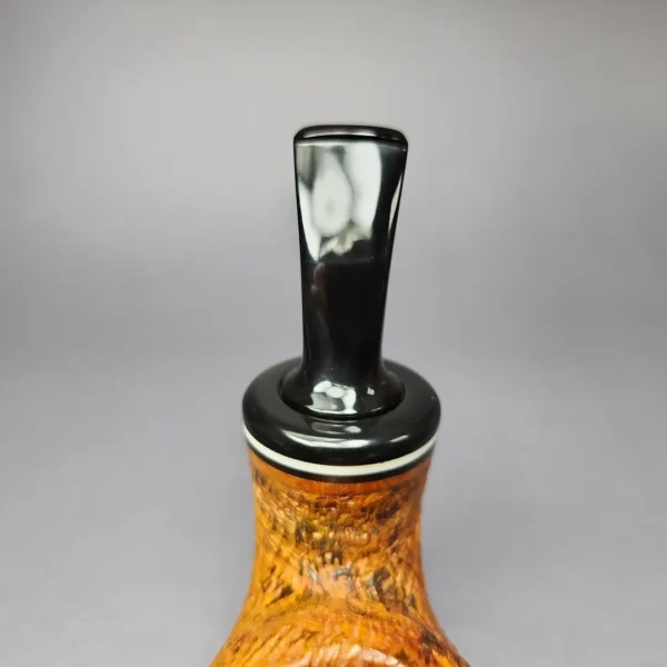 C-Pipe Contrast Sandblasted Apple w/ Reverse Calabash Briar Pipe, New - Image 5