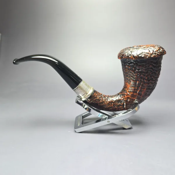 Ser Jacopo 2000 Millennium Pipe Sandblasted Calabash Estate Briar Pipe, Unsmoked - Image 5